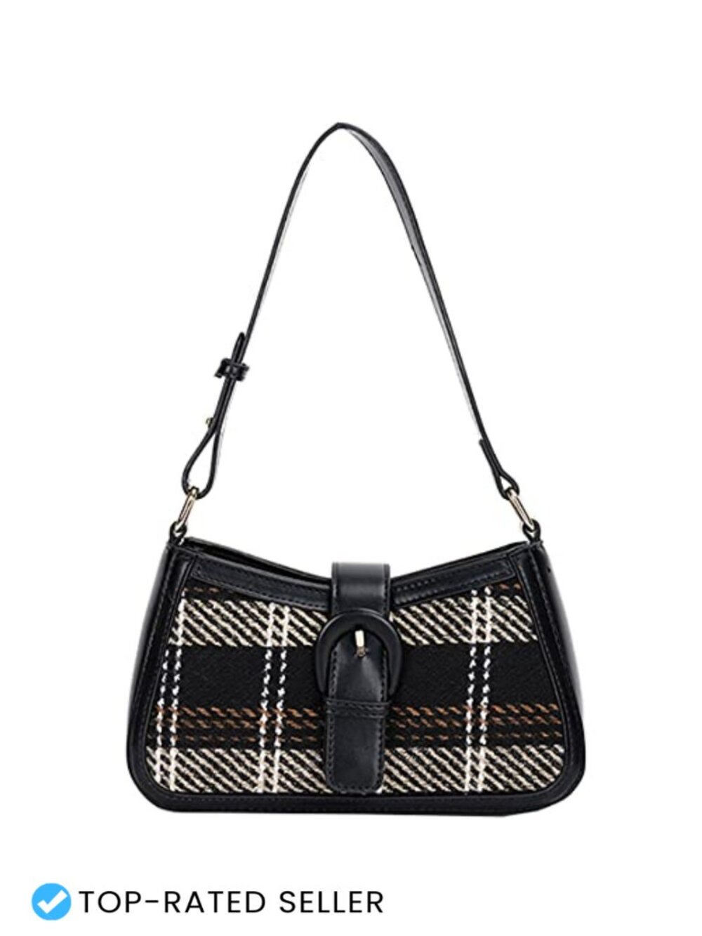 Star Houndstooth Crescent Hobo Bag for Women Y2K Underarm Purse PU Leather